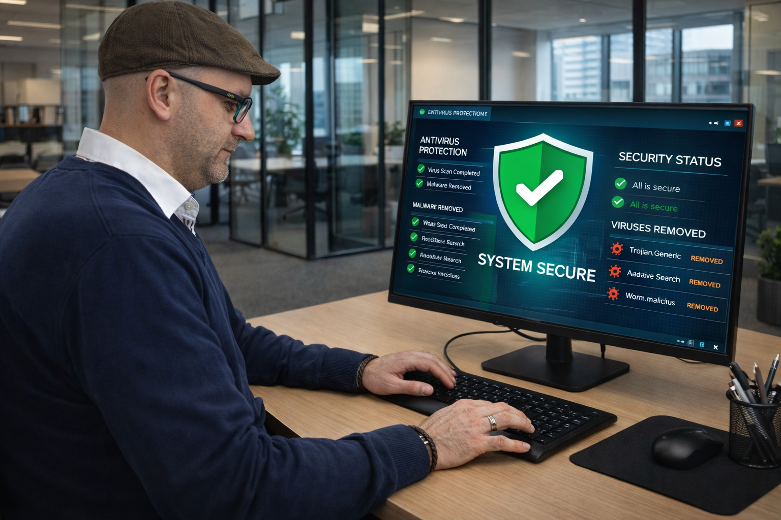Computer beveiliging en antivirus bescherming na virus malware verwijderen